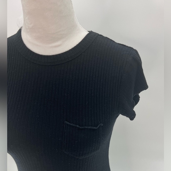 Urban Outfitters BDG Black Ribbed Knit Skater Dress with Ruffled Sleeves Size S - Picture 3 of 7
